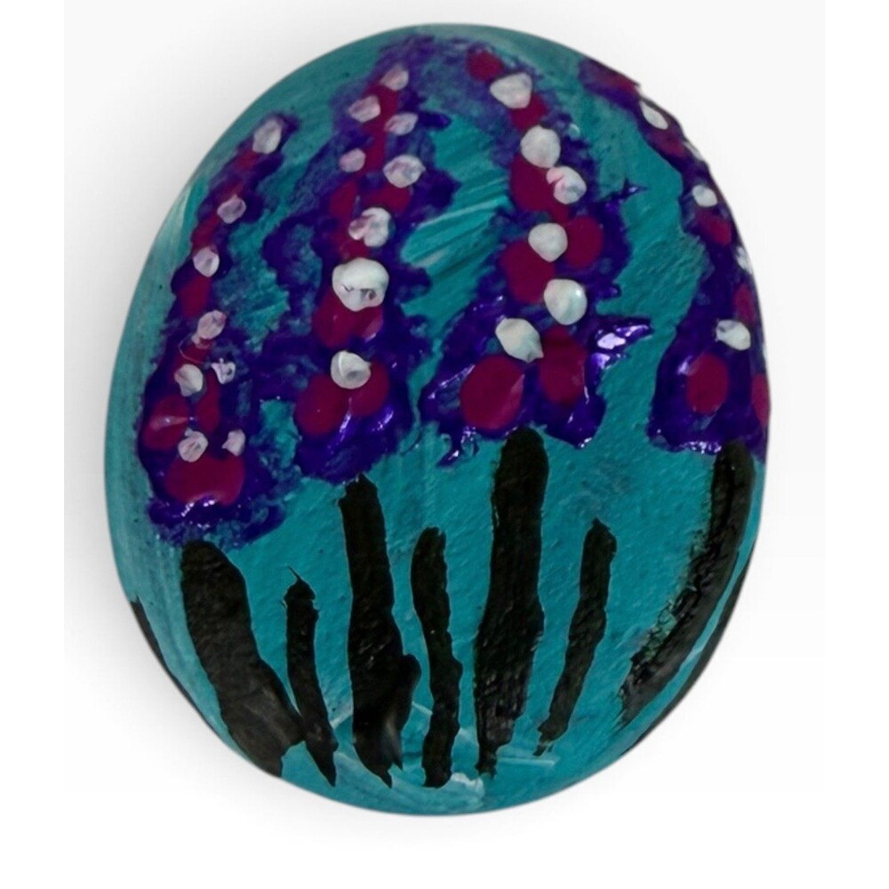Hand Painted Lavender Nature Flower Blue Purple Pink White Rock